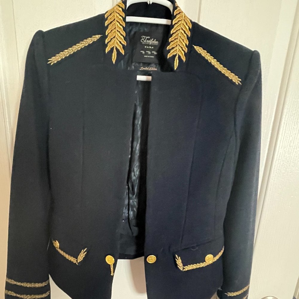 TRF Trafaluc Limited Edition Navy Blazer Gold Buttons Size XS